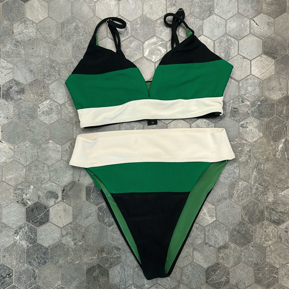 Beach Riot ribbed color block bikini Size M